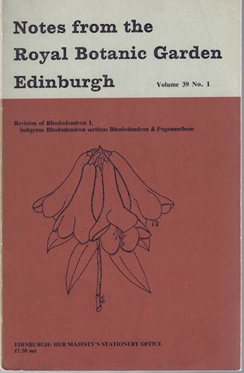 A revision of Rhododendron.1.Subgenus Rhododendron sections Rhododendron &Pogonathum.1980.(Notes from the Royal Botanic Garden Edin- burgh,Volume 39:1).5 tabs.58 maps.5 figs.207 p.gr8vo.