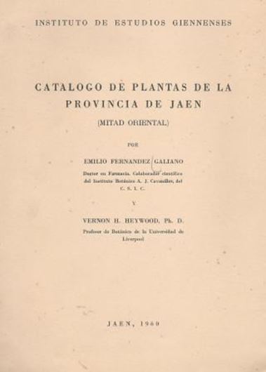  Catalogo de Plantas de la Provincia de Jaen (Mitad Oriental). 1960. 205 p. gr8vo. Paper bd. - In Spanish. - Second hand copy.