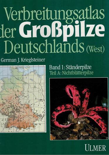 Verbreitungsatlas der Grosspilze Deutschlands(West). Band 1 (in 2 Teilen). 1991. 6 Farbtafeln. 24 Folien- karten. 3511 Rasterkarten. 1016 S. 4to. Leinen.