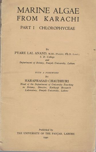 Marine Algae from Karachi. 2 pts. in 1. 1940-1943. 9 black & white plates. 75 figs. 128 p. 8vo.