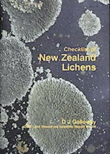  Checklist of New Zealand Lichens. 1992. (DSIR Land Resources Scientific Report,no.26). 58 p. lex8vo. Paper bd. 