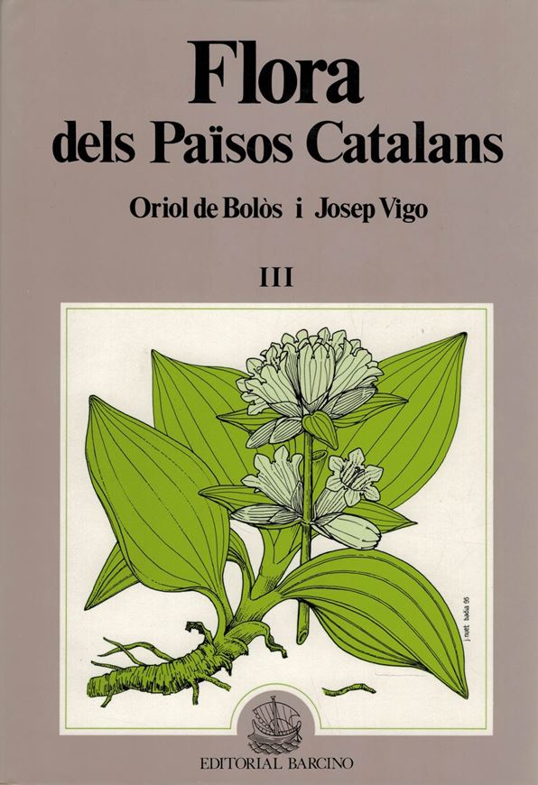 Flora dels Paisos Catalans. Vols. 1-3. 1984 - 1995. illus. (line drawings. & distrib. maps. gr8vo. Hardcover. - In Catalan, with Latin nomenclature.