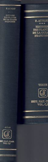 Histoire des Plantes de la Guiane Francoise.P. 1775. (Reprint 1977).Text in octavo,atlas in quarto.4 volumes bound in 2. IV,1228 pages.392 plates.Cloth bound.(Historiae naturalis classica,100)  (ISBN 3-7682-1105-3)