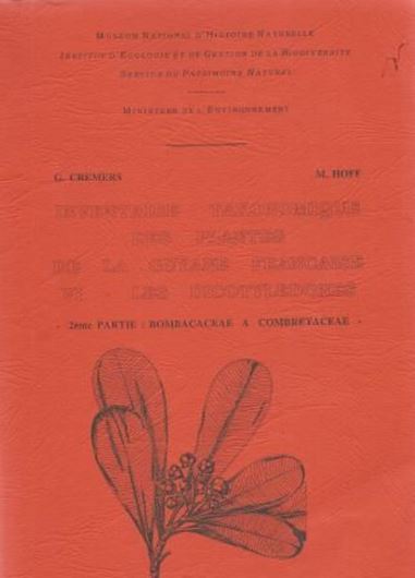 Inventaire Taxonomique des Plantes de la Guyane Francaise. Vol. 6: Les Dicotyledones, pt. 2: Bombacaceae - Combretaceae. 1997. illus. (line drawings and dot maps). 215 p. 4to. Paper bd.