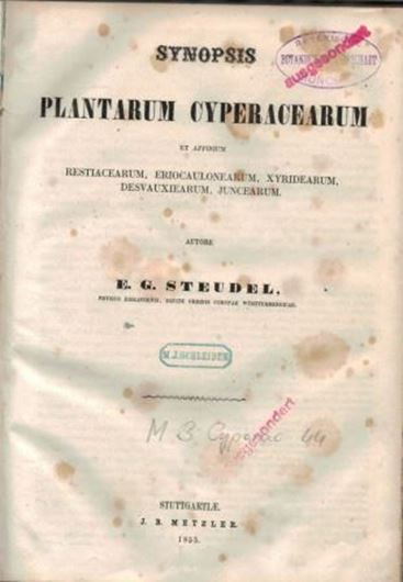  Synopsis Plantarum Cyperacearum et affinum Restia- cearum, Eriocauloearum, Xyridearum, Desvauxiearum, Juncearum. 1855. 348 p. gr8vo. Hardcover.