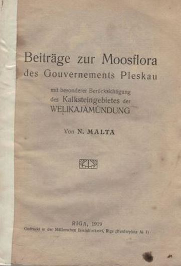 Beiträge zur Moosflora des Gouvernements Pleskau mit besonderer Brücksichtigung des Kalksteingebietes der Welikajamündung. 1919. 78 S. gr8vo. Broschiert.