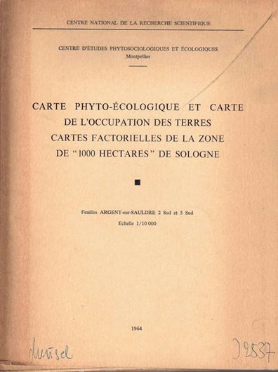 Carte Factorielles de la Zone de '1000 Hectares' de Sologne. Feuilles Argent-sur-Sauldre 2 Sud et 5 Sud. Echelle 1: 10.000.- 1964. In Folder.
