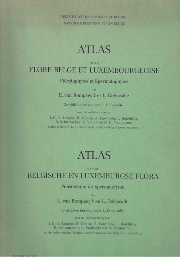 Atlas de la Flore Belge et Luxembourgeoise. Ptéridophytes et Spermatophytes. 2nd rev. de. 1979. 1542 dot maps.  XIV, XVI p.. Large 4to. Paper bd.