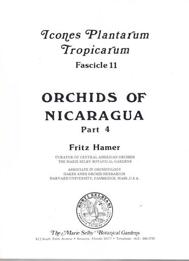Orchids of Nicaragua.Pt.4.1984.(Icones Plantarum Tropicarum 11).100 pls.(Line drawings)each with one page of description.