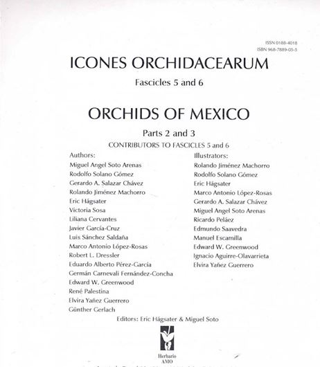 Icones Orchidacearum. Fascicle 05 / 06: Orchids of Mexico. Parts 2 & 3. 2003. 200 plates (line drawings) with explanations. 4to. Loose leaf edition. - In English.