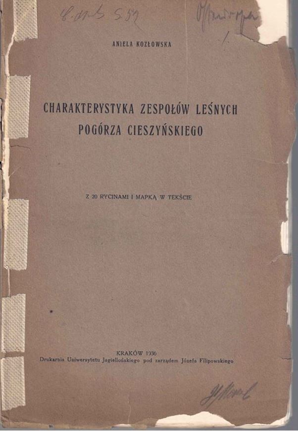 Charakterystika Zespolow Lesnych Pogorza Cieszynkiego (Characteristics of forest associations of Pogorze Cieszynski). 1936. 1 col. foldg. map. 78 p. gr8vo. Paper bd. -Bilingual (Polish / French).