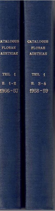 Catalogus Florae Austriae. Ein systematisches Verzeichnis der auf österreichischem Gebiet festgestellten Pflanzenarten. Teil I: Pteriodphyten und Anthophyten (Farne und Blütenpflanzen). Mit Nachträgen zu Heft 1-4,  1956-1957. 999 S. gr8vo.