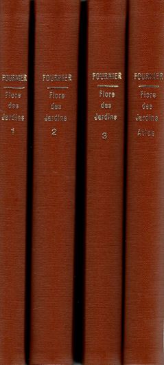 Flore Illustree des Jardins et des Parcs. Arbres, Arbustes et Fleurs de Pleine Terre. 4 vols. (3 vols. texte & 1 vol. planches). Paris 1951-1952. (Encyclop. Biolog. 38-40,45). 181 pls. 1421 p. gr8vo. Hardcover.