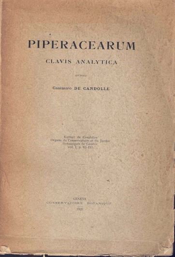 Piperacearum Clavis Analytica. 1923. (Candollea, Vol. 1).. 350 p. Paper bd.