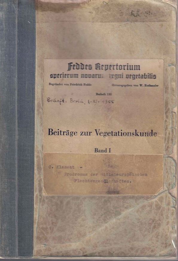 Prodromus der Mitteleuropäischen Flechtengesellschaften. (Feddes Repertorium Spec.Novarum Regni Vegetabilis, Beiheft 135, partim). 194 S. gr8vo. Broschiert.