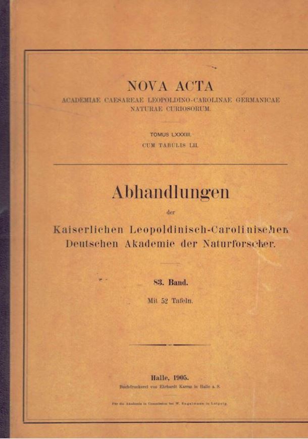 Monographie der Lebermoosgattung Scapania Dum. 1905. (Nova Acta Leopoldina,Verhandlgn.).52 Tafeln. 312 S. Halbleder.