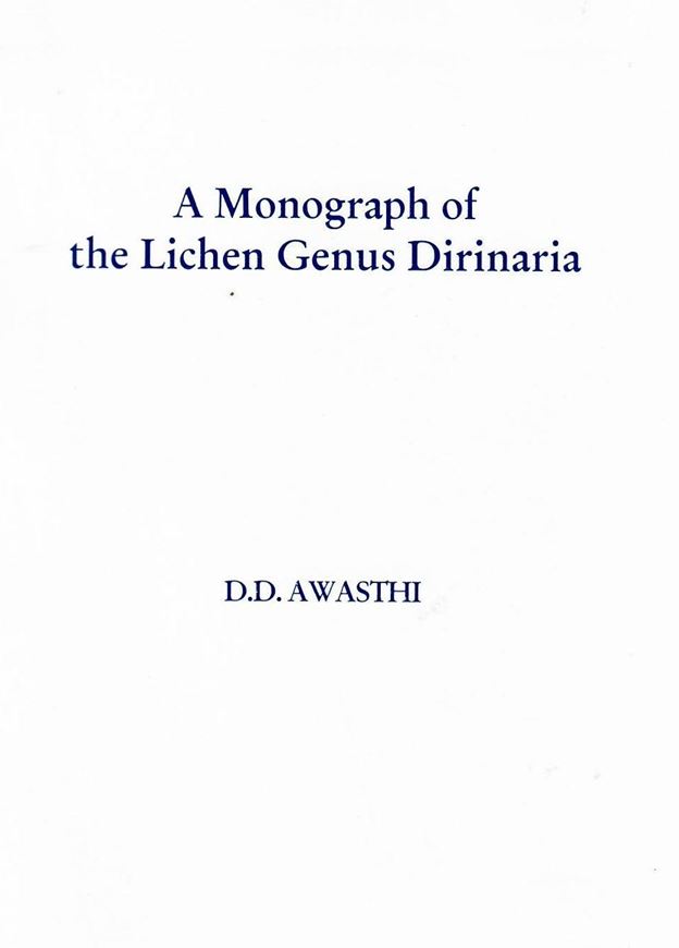 A Monograph of the Lichen Genus Dirinaria. 1975. (Reprint 1996).(Bibliotheca Lichenologica, 2). 15 plates. 16 maps. 59 figs. IV, 116 p. gr8vo. Paper bd. (ISBN 978-3-7682-0957-1)