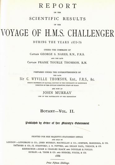 Diatomaceae of the Challenger Expedition, Vol.II:4) 1873-1876. 1886.  Reprint. 30 pls. 214 p. gr8vo. Paperbound.