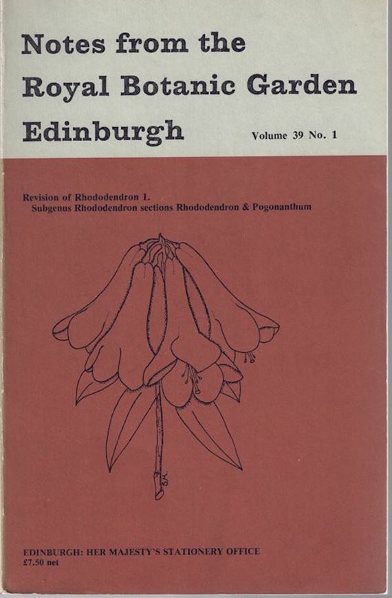 A revision of Rhododendron.1.Subgenus Rhododendron sections Rhododendron &Pogonathum.1980.(Notes from the Royal Botanic Garden Edin- burgh,Volume 39:1).5 tabs.58 maps.5 figs.207 p.gr8vo.