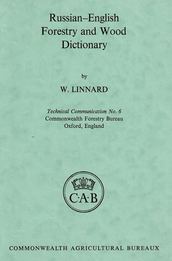 Russian-English Forestry and Wood Dictionary. 1966. (Technical Communication No. 6). 109 p. 8vo. Cloth.