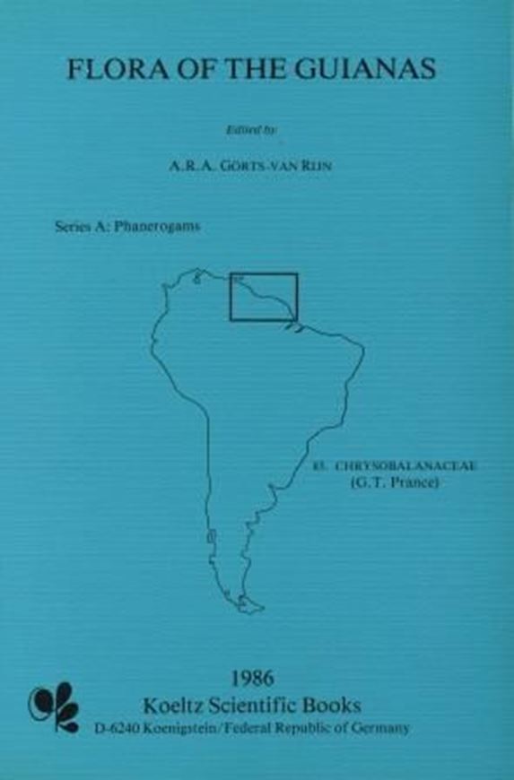 Series A: Phanerogams: Fascicle 002: Prance, T.: Chrysobalanaceae. 1986. 1 foldg. map. 7 figs. 107 p.- (Bound with:): B.J.H. ter Welle and P. Detienne: Wood and Timber. 1986. 19 figs. 40 p. gr8vo. Paper bd. (ISBN 978-3-87429-266-5)