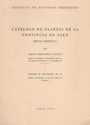  Catalogo de Plantas de la Provincia de Jaen (Mitad Oriental). 1960. 205 p. gr8vo. Paper bd. - In Spanish. - Second hand copy.