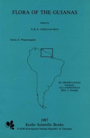 Series A: Phanerogams. Fascicle 003: Gouda, Eric J.: Bromeliaceae, subfam. Tillandsioideae. 1987. 26 col. pls. on 8 pages. 1 foldg. map. 8 figs. (=line - drawings) in the text. 112 p. gr8vo. Paper bd. (ISBN 978-3-87429-273-3 )