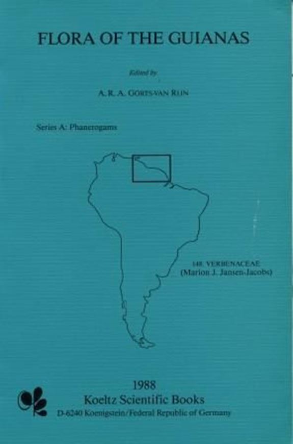 Series A: Phanerogams. Fascicle 004: Jansen-Jacobs,Marion J.: 148: Verbenaceae, including Wood and Timber by B.J.H. ter Welle and P. Detienne.1988. 43 figs. 114 p.gr8vo.Paper bd. (ISBN 978-3-87429-279-5)