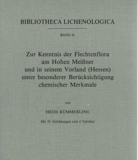 Zur Kenntnis der Flechtenflora am Hohen Meissner und in seinem Vorland (Hessen) unter besonderer Beruecksichtigung chemischer Merkmale. 1991. (Bibl.Lichenologica, Bd. 41). 35 Abb. 4 Tab. II,315 S. gr8vo. Paper bd.