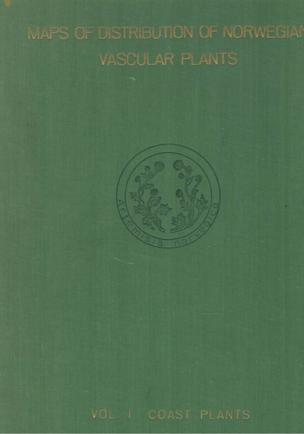 Maps of Distribution of Norwegian Plants. Vol. I: Coast Plants. 1960. (Univ. Bergen Skrifter, Nr. 26). 54 full-page maps. 134 p. 4to. Cloth.