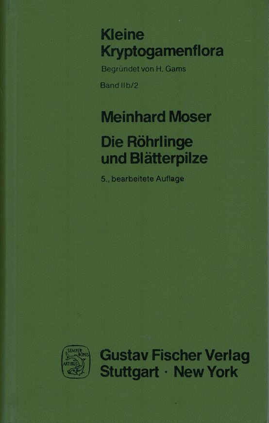 Die Röhrlinge und Blätterpilze (Polyporales, Boletales, Agaricales, Russulales).5te revidierte Auflage. 1983. (Kleine Kryptogamenflora, Band IIb/2: Basidiomyceten, 2.Teil). 1 Farbtafel. 429 Fig. auf 13 Tafeln. XIII,533 S. 8vo. Gebunden.