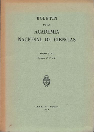 Estudio Fitogeografico del Norte de Cordoba.1969. (Bol.Ac.Nacional Ciencias, 46:2-4). 138 photographs. Several foldg. tabs. 1 col.foldg map (1:400.000) on tipos de vcegetacion. 303 p. gr8vo. Paper bd.