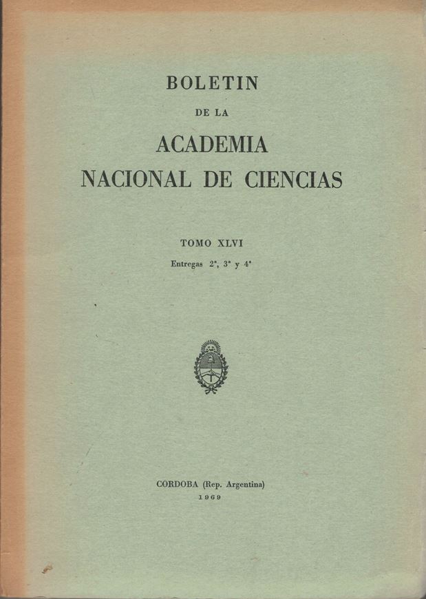 Estudio Fitogeografico del Norte de Cordoba.1969. (Bol.Ac.Nacional Ciencias, 46:2-4). 138 photographs. Several foldg. tabs. 1 col.foldg map (1:400.000) on tipos de vcegetacion. 303 p. gr8vo. Paper bd.