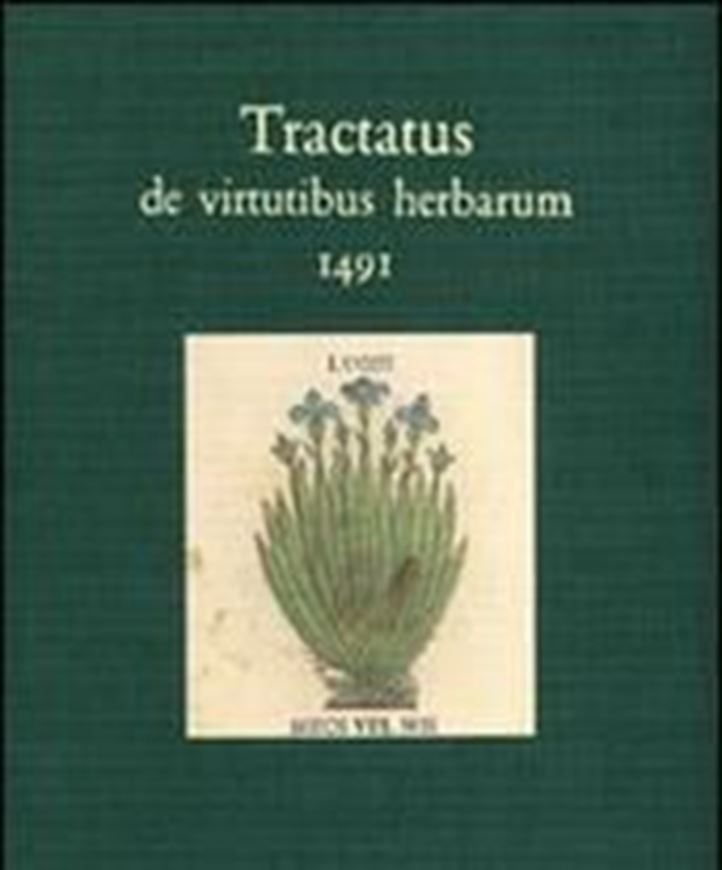 Tractatus de Virtutibus Herbarum. 1491. 150 col. pls. 337 p. Hardcover. - 15 x 19.5 cm. - With additional volume: Tractatus de Virtutibus Herbarum 1491. Traduzione dell' Incunabulo a cura di Stefania Rossi Minutelli, Descrizione Botanica Delle Erbe a cura di Patrizio Giulini, and Commentario Farmacobotanico a cura di Elsa Mariella Cappelletti. 2008. illus. 337 p. 4to. Hardcover.- In box.