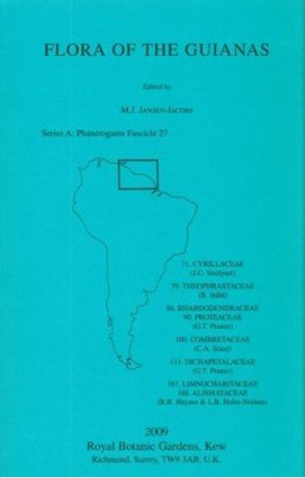 Series A: Phanerogams. Fascicle 027: Cyrillaceae, Theophrastaceae, Habdo- dendraceae, Proteaceae, Combretaceae, Dichapetalaceae, Limnocharitaceae, Alismataceae. 2009. illus. 214 p. gr8vo. Paper bd.