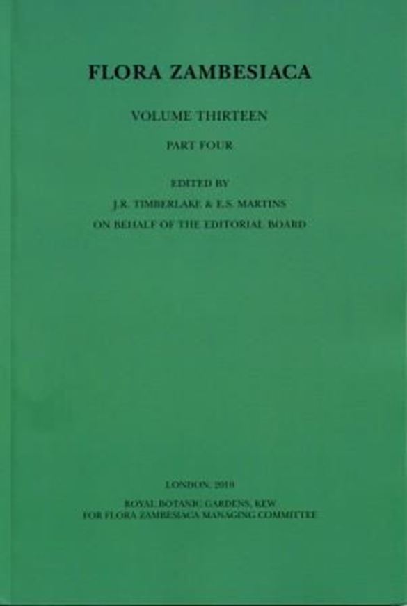  Volume 013:04: Timberlake, Jonathan: Xyridaceae, Eriocaulaceae, Typhaceae, Restionaceae, Flagellariaceae, Juncaceae, Musaceae, Strelitziaceae, Costaceae, Zingiberaceae, Cannaceae, Marantaceae. 2010. 26 figs. 151 p. gr8vo. Paper bd. 