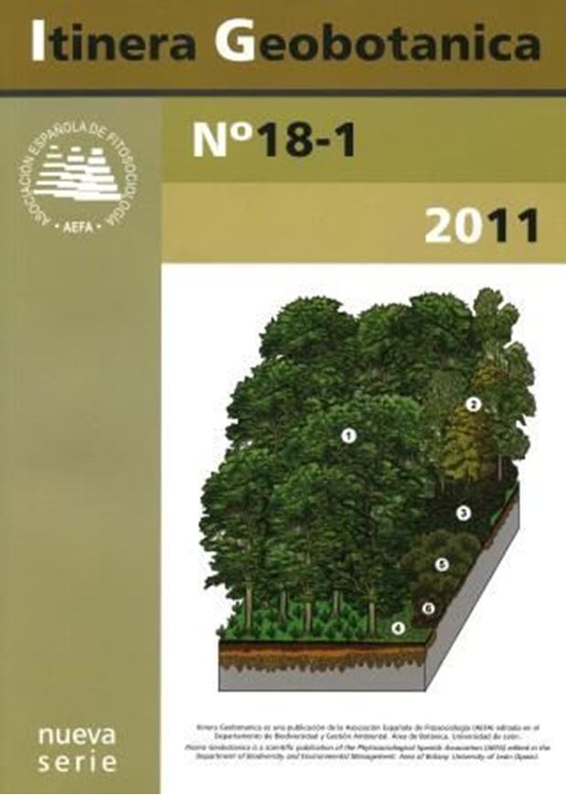  Volume 18:1-2: Rivas - Martinez, Salvador: Mapa de series , geoseries y geopermaseries de vegetacion de Espana (Mem. del Mapa de Vegetacion Potencial des Espana,II). 800 p. 4to. Paper bd. - In Spanish.