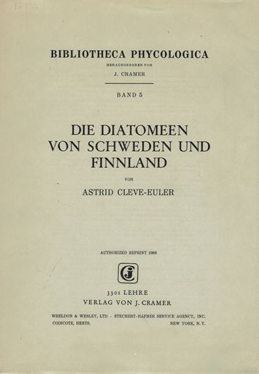 Die Diatomeen von Schweden und Finnland. 1951 - 1955. (Reprint). 228 Taf. 1196 S. 4to. - Broschiert.