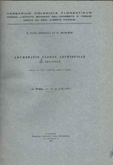 Adumbratio Florae Aethiopiae. Parts 2 - 25. 1953 - 1973. (Offprints of WEBBIA, vols. 9 - 28). Some illus. 1 dot map per issue. approx. 700 p. gr8vo. Half-cloth.- Bound in 2 volumes.