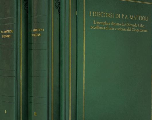 Discorsi. 1555. Illustrated by Gherardo Cibo. 1568. (Facsimile).  Plus 1 volume of commentaries in Italian.  illus.(col.). 1728 p. - 3 volumes in total.