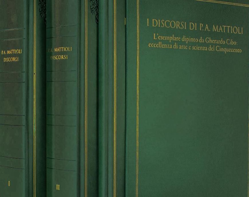 Discorsi. 1555. Illustrated by Gherardo Cibo. 1568. (Facsimile).  Plus 1 volume of commentaries in Italian.  illus.(col.). 1728 p. - 3 volumes in total.