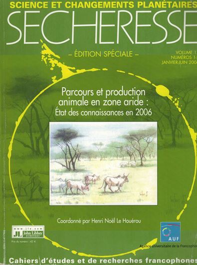 Secheresse. Volume 17: 1-2. Edition spéciales. 2006. illus. 378 p. 4to. Paper bd.