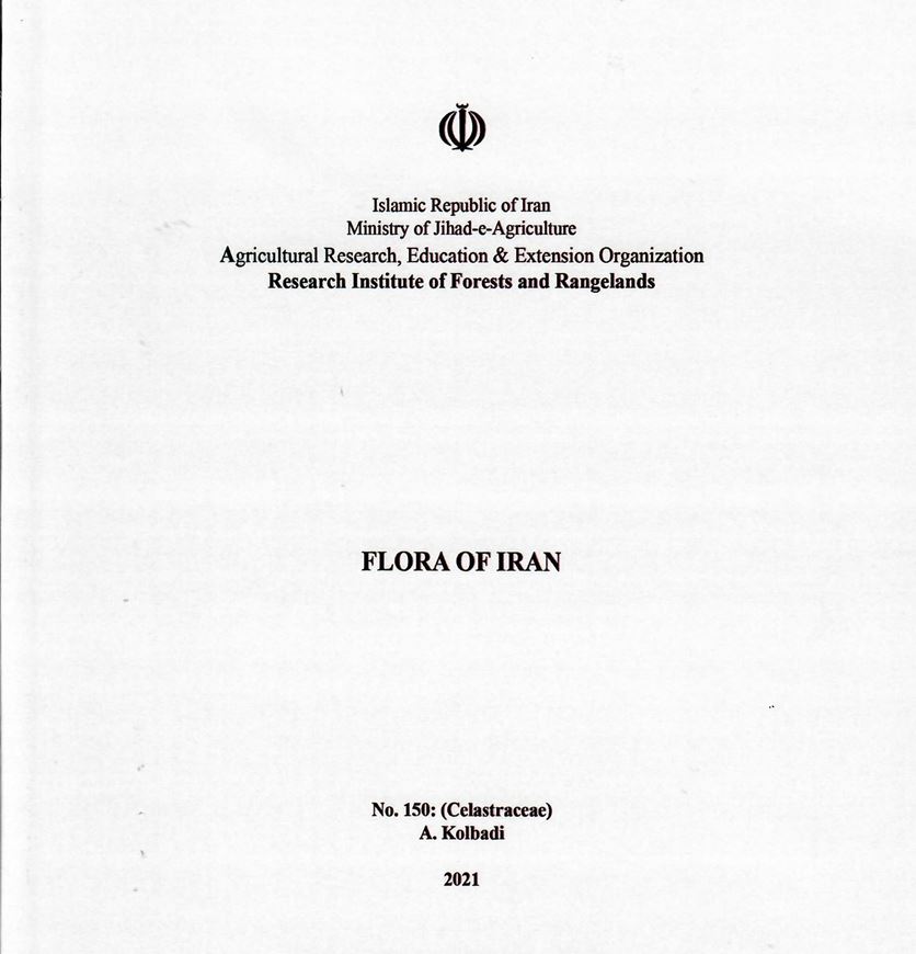 No. 150: Kolbadi, A.: Celastraceae. 2021. 3 dot maps. 3 full - page line drawings. 20 p. Paper bd. - Farsi, with Latin nomenclature.