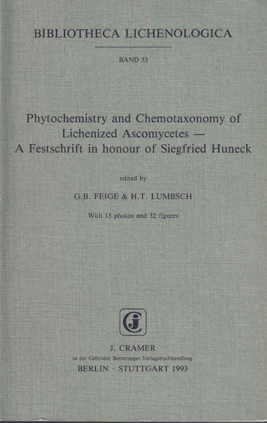 Phytochemistry and Chemotaxonomy of Lichenized Ascomycetes. - A Festschrift in Honour of Siegfried Huneck. 1993. (Bibl. Lichenologica,53). 15 photogr. 32 figs. XII, 286 p. gr8vo. Paper bd.