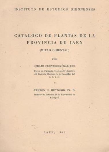 Catalogo de Plantas de la Provincia de Jaen (Mitad Oriental). 1960. 205 p. gr8vo. Paper bd. - In Spanish. - Second hand copy.