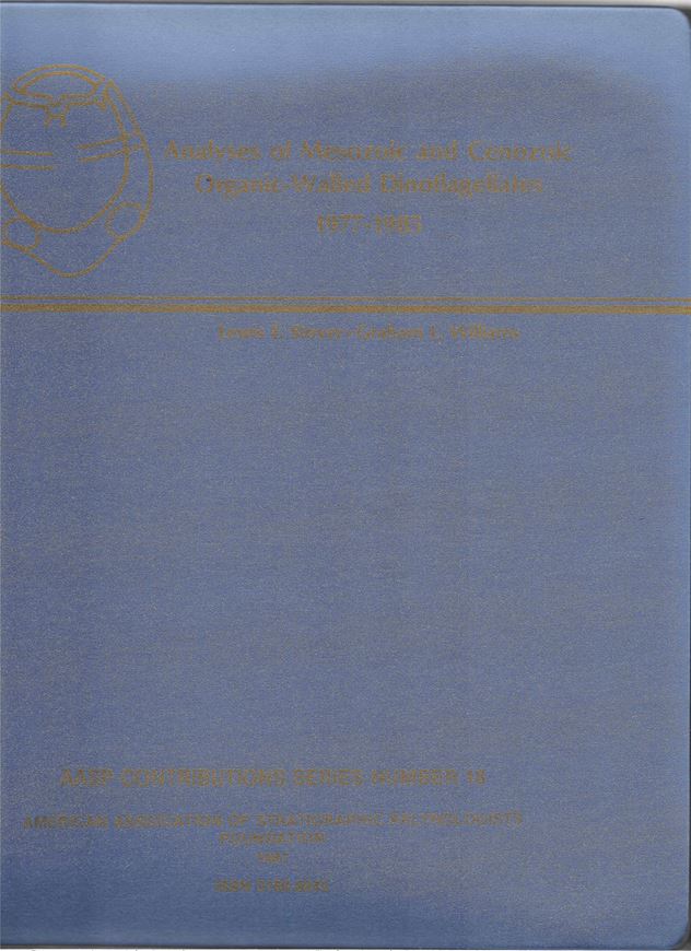 Analyses of Mesozoic and Cenozoic Organic-Walled Dinoflagellates 1977-1985. 1987. (AASP Contr.Ser.,8) more than 85 figs. (line-drawings). 243 p. Lex8vo. In Binder.