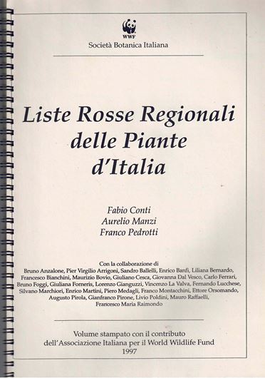 Liste Rosse Regionali delle Piante d' Italia. 1997. 138 p. 4to. Paper bd.