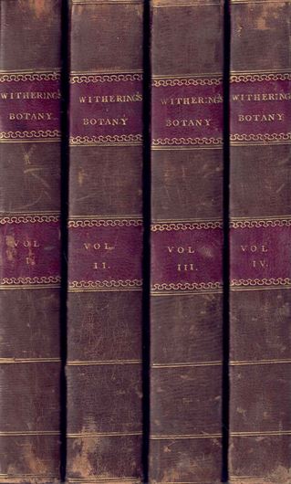 An Arrangement of British Plants according to the latest improvements of the Linnean System; with an easy introduction to the study of Botany. Illustrated by copper plates.  6th edition, corrected and considerably enlarged. 4 volumes. 1818. 34 copper plates. 2021 p. & indices. gr8vo. Halfleather, with gold tooling on spine.