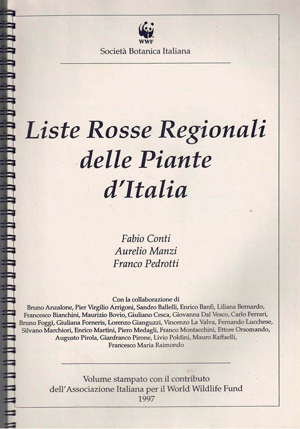 Liste Rosse Regionali delle Piante d' Italia. 1997. 138 p. 4to. Paper bd.
