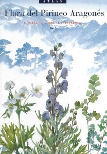 Atlas de la flora del Pirineo Aragones, Volume 1. 1997. 54 col. photogr. 16 plates. distrib. maps. XCI, 648 p. 4to. Hardcover.